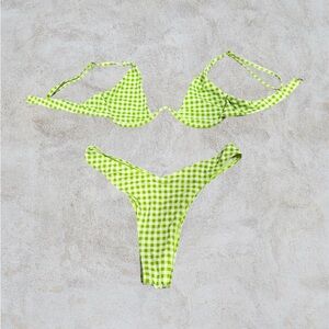 Green Gingham Bikini Set